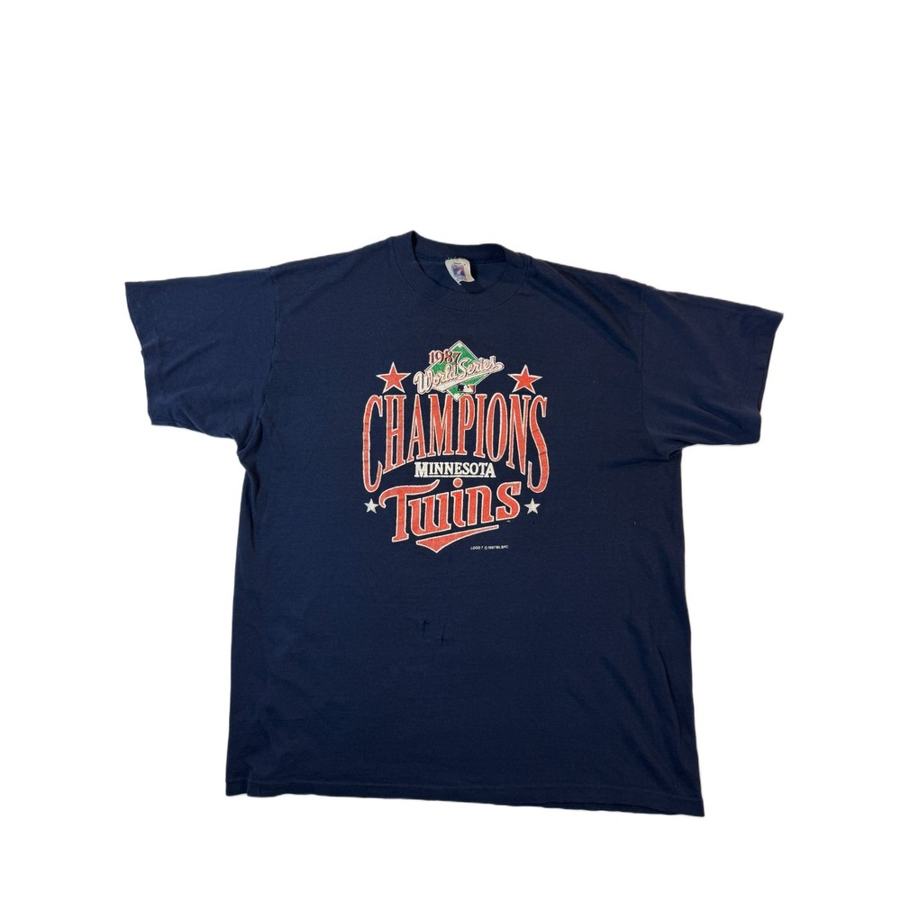 Vintage 1987 Minnesota Twins TShirt World Series Champions LG Logo 7 Made‎ USA